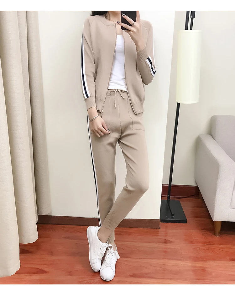 Женский комплект из 2 предметов элегантный трикотажный спортивный Повседневный