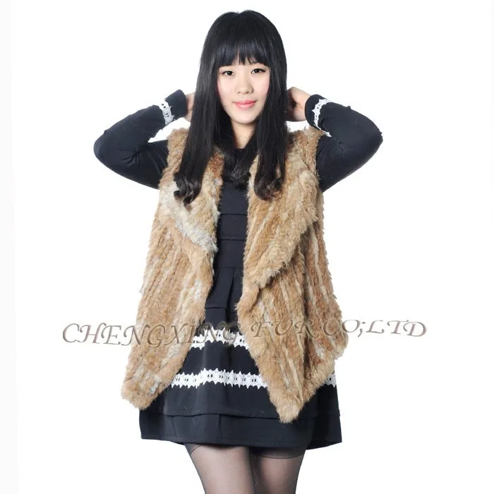 Женский трикотажный жилет из натурального кроличьего меха новый стиль|fur vest