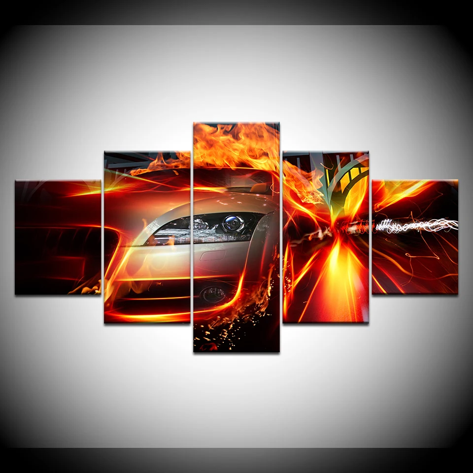 Мир аварий и несчастных случаев автомобильный огонь 5 шт. обои на холсте