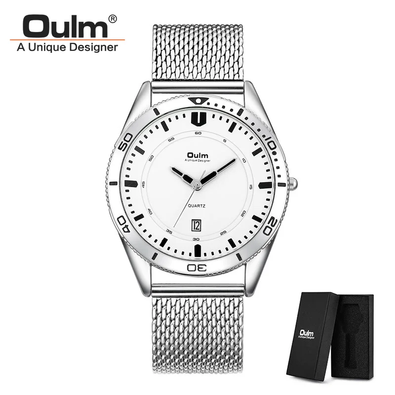 

Oulm Fashion Mens Watches Top Brand Luxury Quartz Watch Men Casual Slim Mesh Steel Waterproof Sport Watch Relogio Masculino
