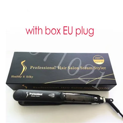 EU plug with box Профессиональный керамический паровой выпрямитель для волос 450F с аргановым маслом, паровой утюжок, керамический паровой быстрый нагрев - Цвет: EU plug with box