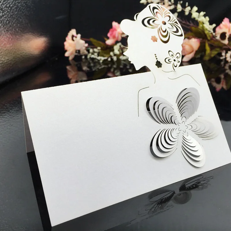 100 шт./лот оптовая продажа белых свадебных принадлежностей бумажный держатель