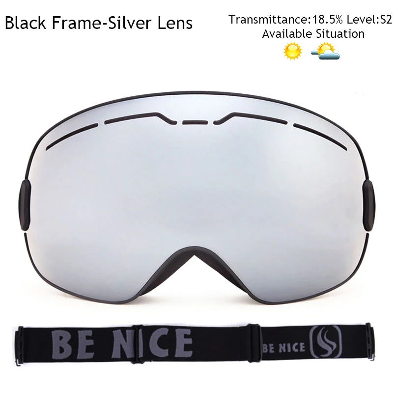 Новые UV400 противотуманные двухслойные мужские лыжные очки большие линзы Лыжная маска очки снежные очки для сноуборда зеркальные очки с покрытием