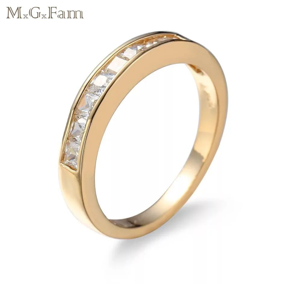 MGFam маленькие квадратные кольца для женщин повседневная одежда CZ 18 k G P золотого