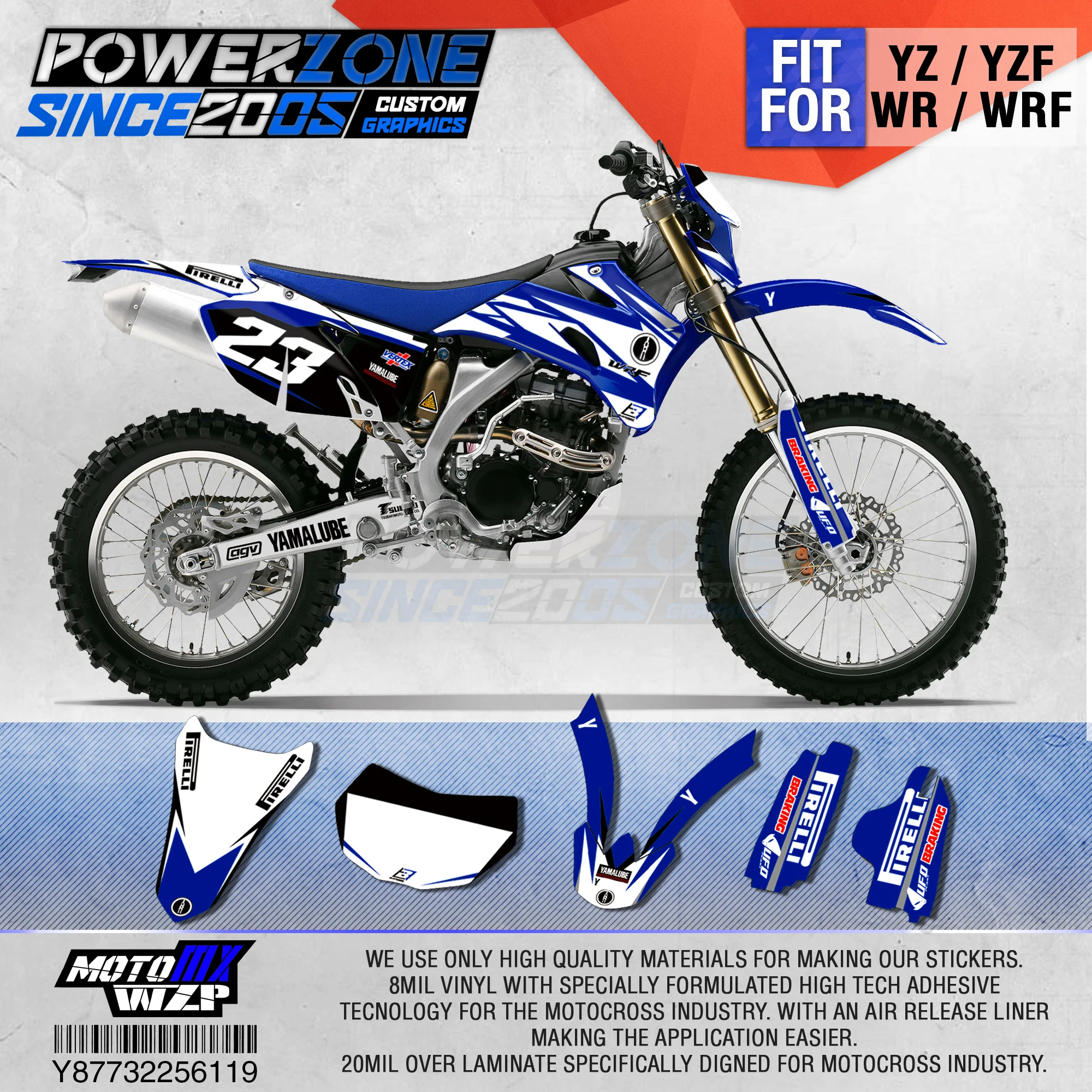 PowerZone графика команды на заказ фоны наклейки 3 м пользовательские для YAMAHA YZF250 450 06