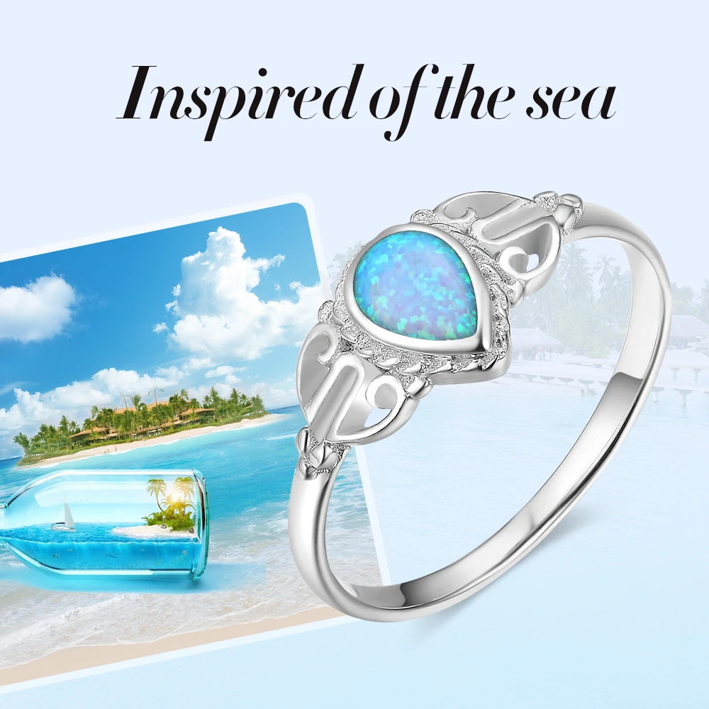 Женское кольцо из серебра 925 пробы с голубым опалом|stone ring|fashion rings womenring women |