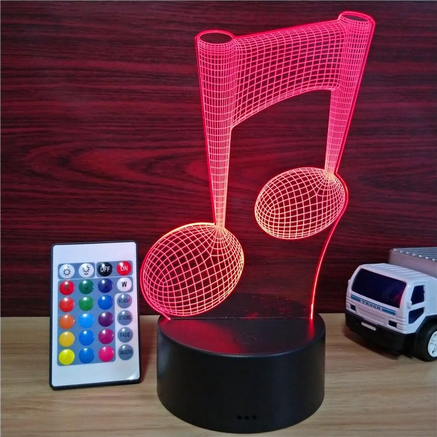 Music Note 3D Decoration Bedside Sleeping Nightlight Touch Colorful USB LED Creative Motion Table Night Light for Child Gift | Лампы и