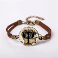 qiyufang psi symbol tassel round pendant bracelet steampunk bracelet jewelry men vintage brass bracelets women gift friend ship