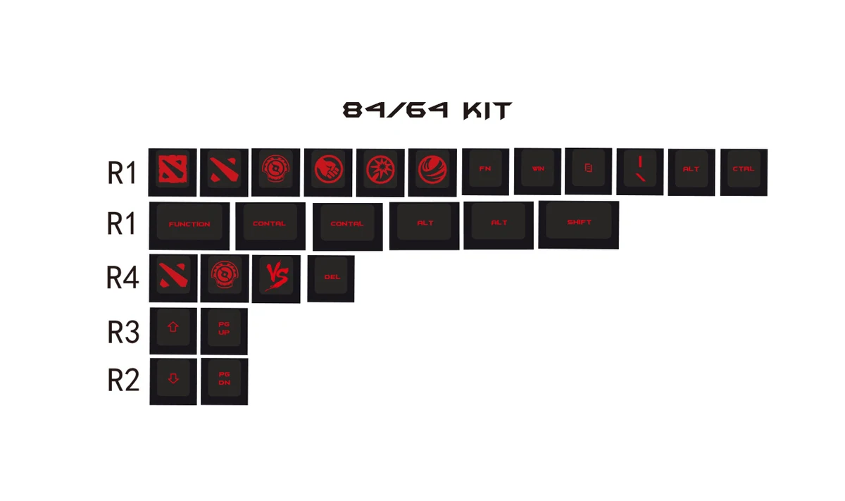 84 64 KIT 1 комплект PoFoCaps PBT сублимационные колпачки для ключей персональная механическая клавиатура для Dota2 мясника полный набор вишневого профиля - Цвет: 84 64 KIT