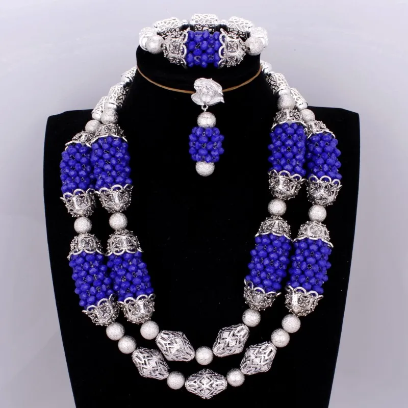 4 UJewelry модные свадебные украшения комплект серебро и Королевский синий Свадебные