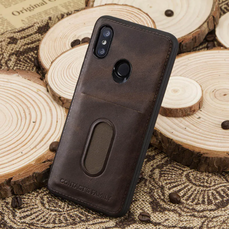 CF1001-Coffee Роскошный винтажный Чехол-книжка Crazy Horse из натуральной кожи для Xiaomi 8, чехол-кошелек со слотом для карт, чехол для Xiaomi 8, чехол для наушников, чехол для монет - Цвет: CF1001-Coffee