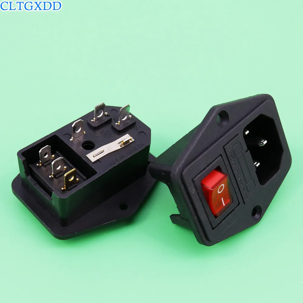 

cltgxdd 10A 250V 3 Pin IEC320 C14 AC Inlet Male Plug Power Socket With Fuse Switch SS-8B-3 Promotion