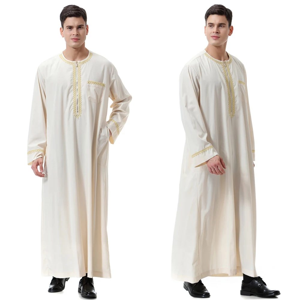 Новая Черная мусульманская одежда jubba thobe для мужчин caftan homme на молнии Арабская