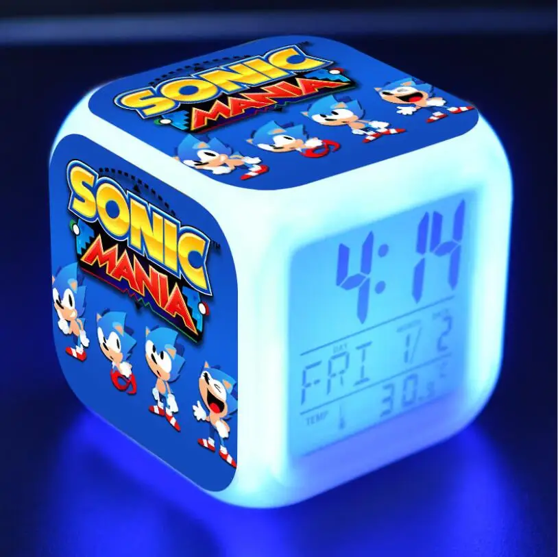 Sonic The Hedgehog фигурки героев светодио дный 7 цветов изменить Сенсорный световой сигнализации Настольные часы мальчиков игрушки#3778