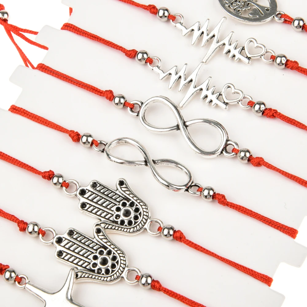 Набор женских браслетов ручной работы с красной нитью 12 шт.|Браслеты шармами| |