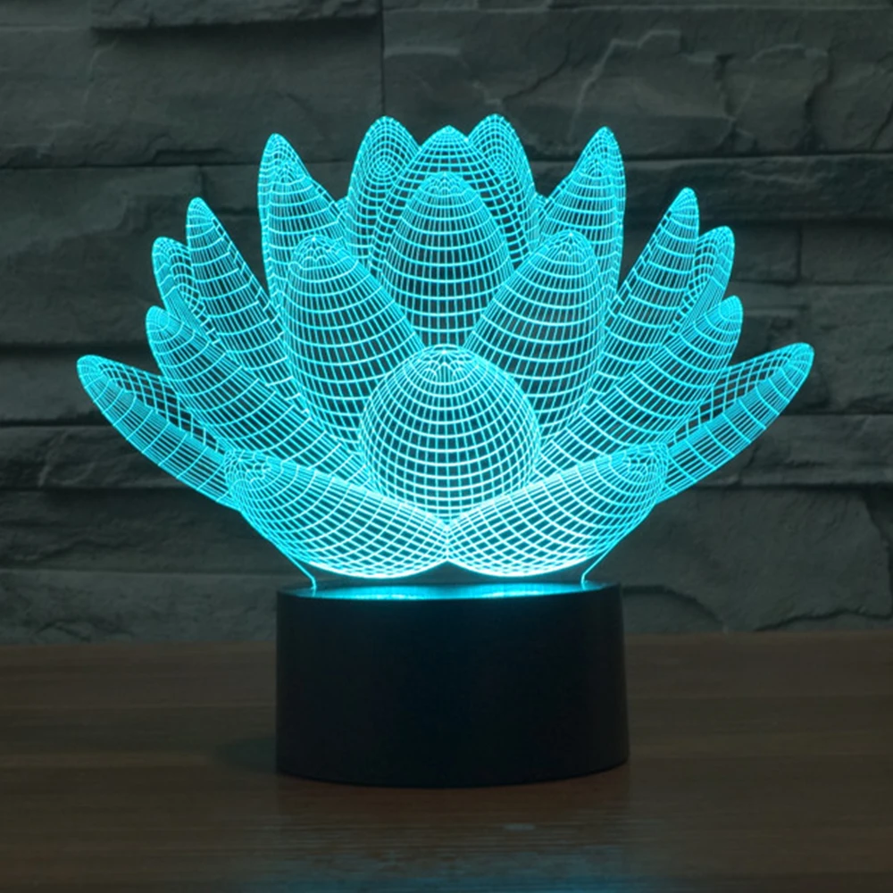 Lotus Flower 3D LED Ночник Новинка Bulbing USB сенсорный выключатель настольная лампа Luminaria de