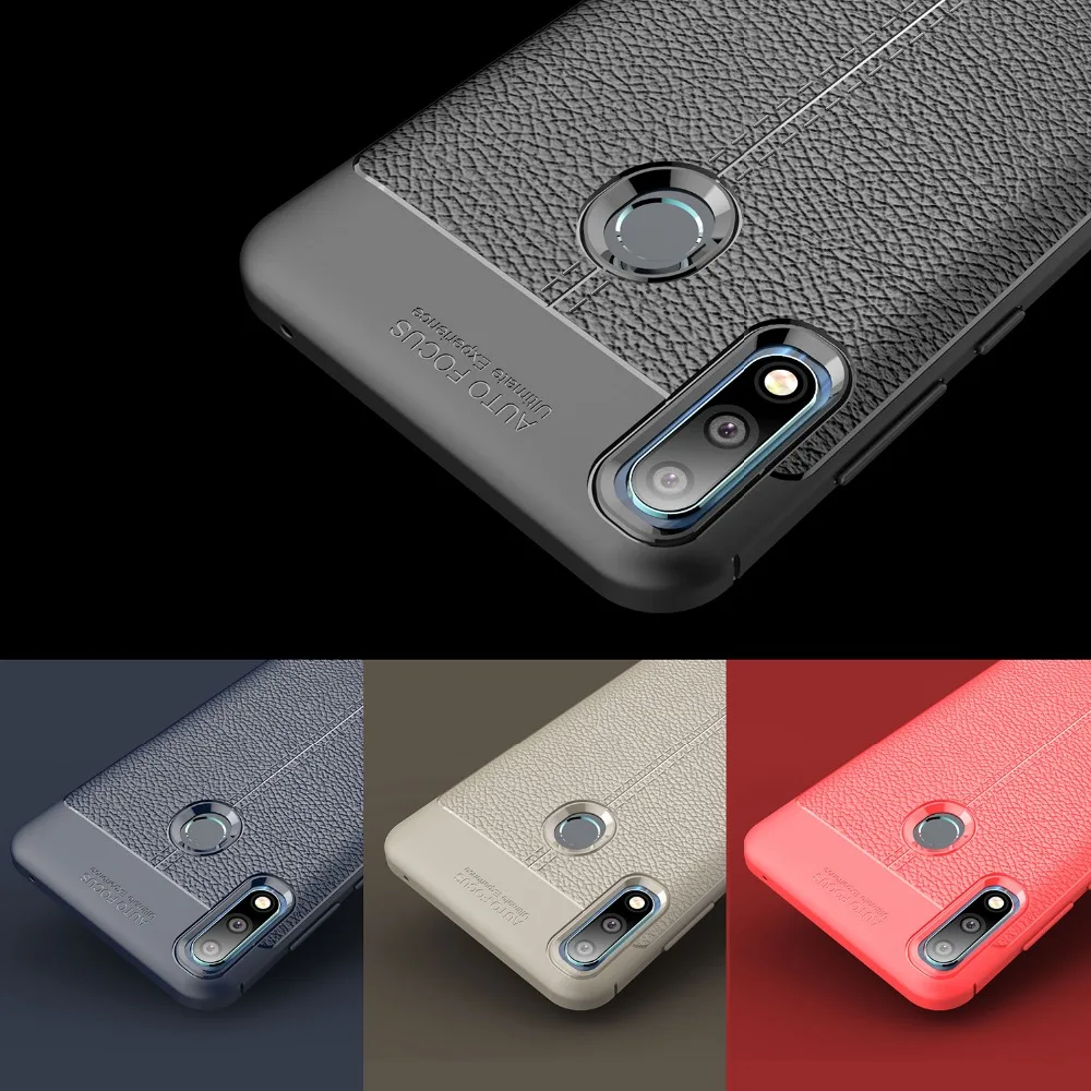 Чехол для Asus Zenfone Max Pro M2 ZB631KL с кожаной текстурой силиконовая мягкая Задняя