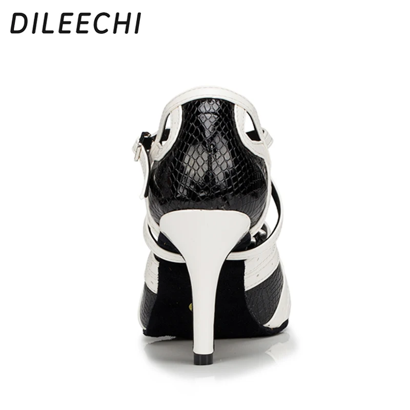 Женские туфли для латиноамериканских танцев DILEECHI черные белые вечерние с