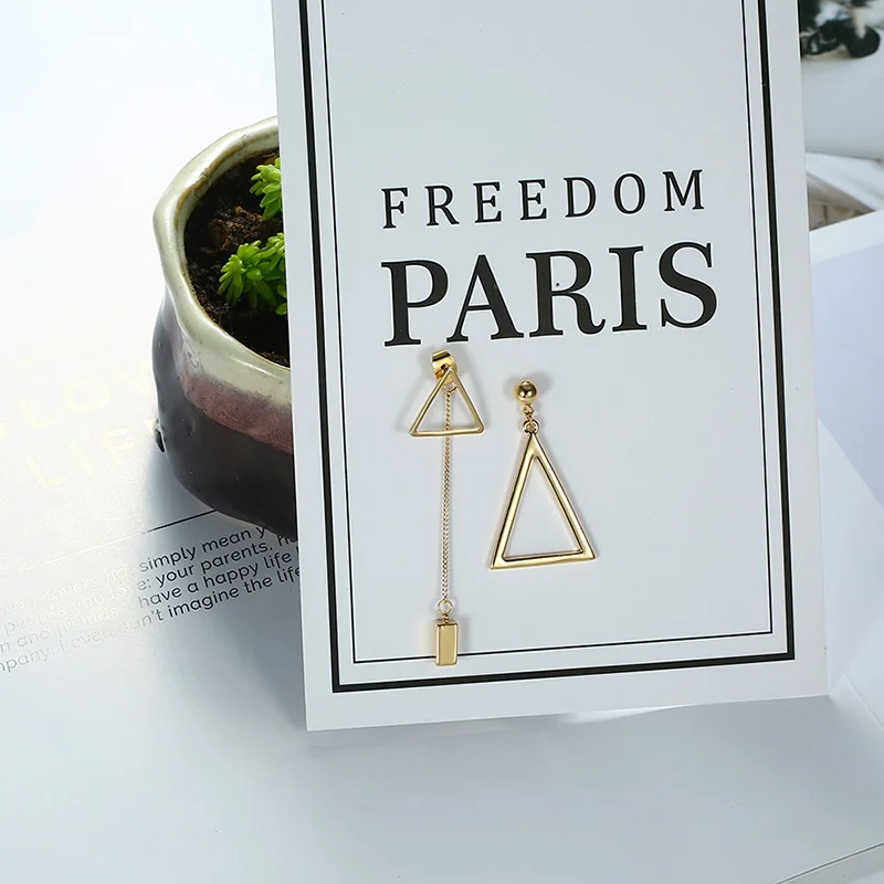 Женские серьги подвески в виде треугольника из нержавеющей стали|dangling earrings for