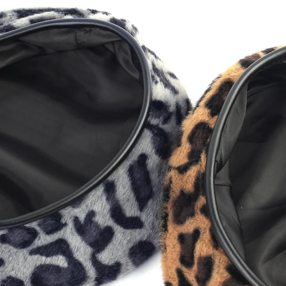 Женский леопардовый берет Geebro зимний теплый из кроличьего меха французский цвет