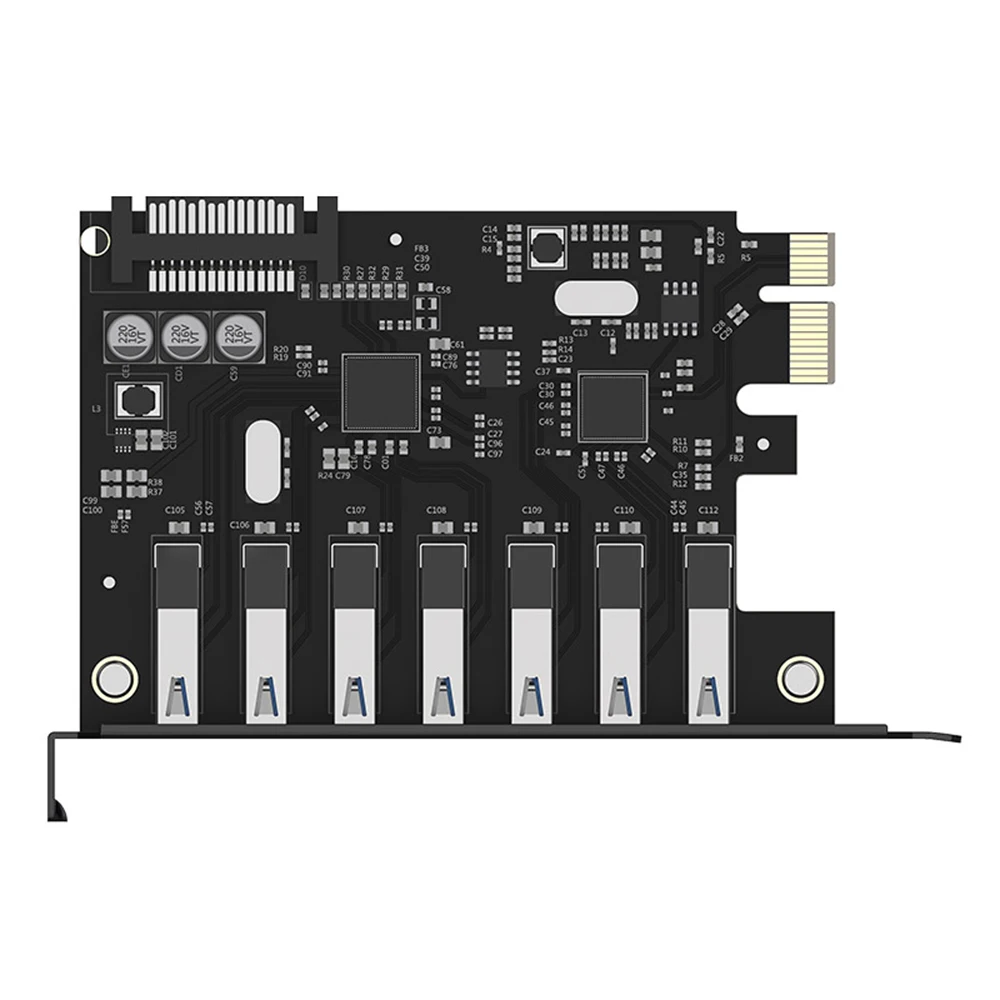 ORICO PVU3-7U-V1, 7 портов, USB3.0, PCI-E, плата расширения с двумя чипами, карта-адаптер, экспресс-карта, USB 3,0, для Windows Vista, ПК, ноутбука