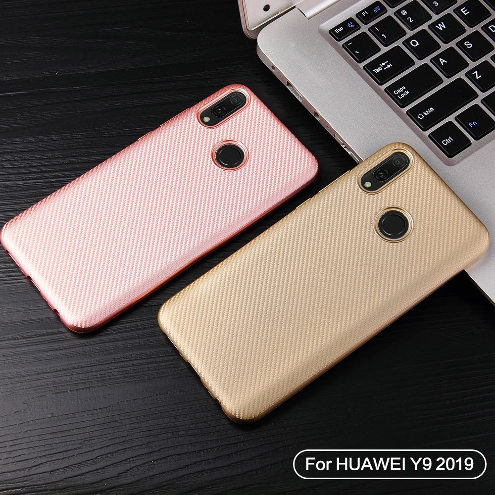 Чехол для Huawei Y9 2019 чехол из углеродного волокна мягкий силиконовый ТПУ Y 9 Y92019 JKM-LX1
