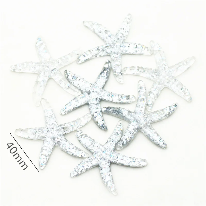 40 мм 10 шт Серебряная Смола Кабошон Морская звезда | миниатюрные домашние Сделай