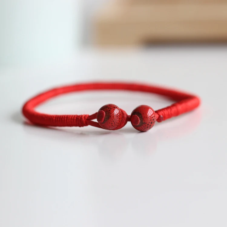 Babel Red Rope Bracelet Transit Evil Round beads Shape Ceramic Handmade Hand Strap Romantic Birthday Gift For Girlfriend | Украшения и