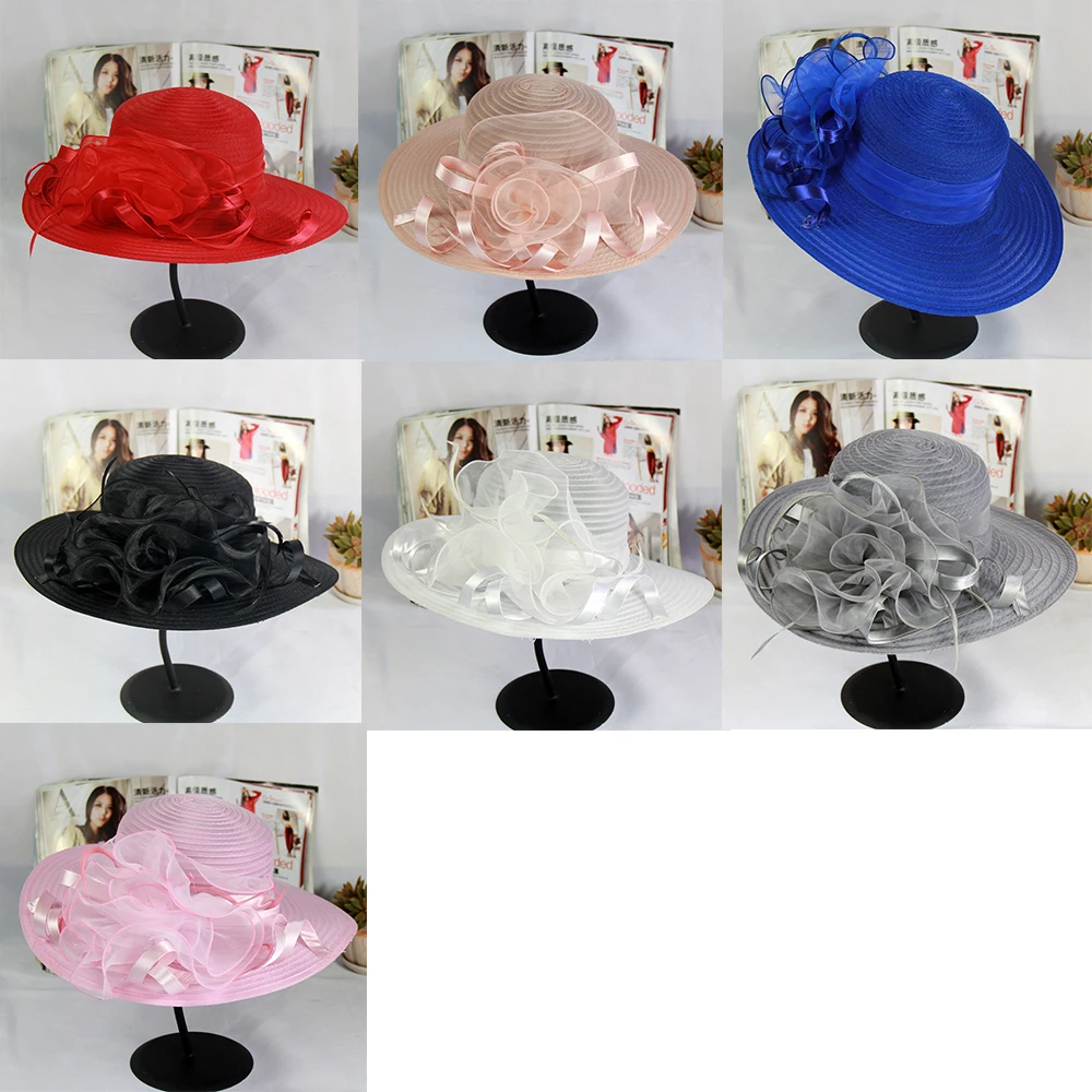 Женская пляжная шляпка с широкими полями FS складывающаяся Шляпка из органзы