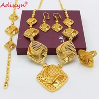 adixyn rhombus ringearringsnecklacesbracelet jewelry sets for women gold color africannigeria jewellery gifts n09052