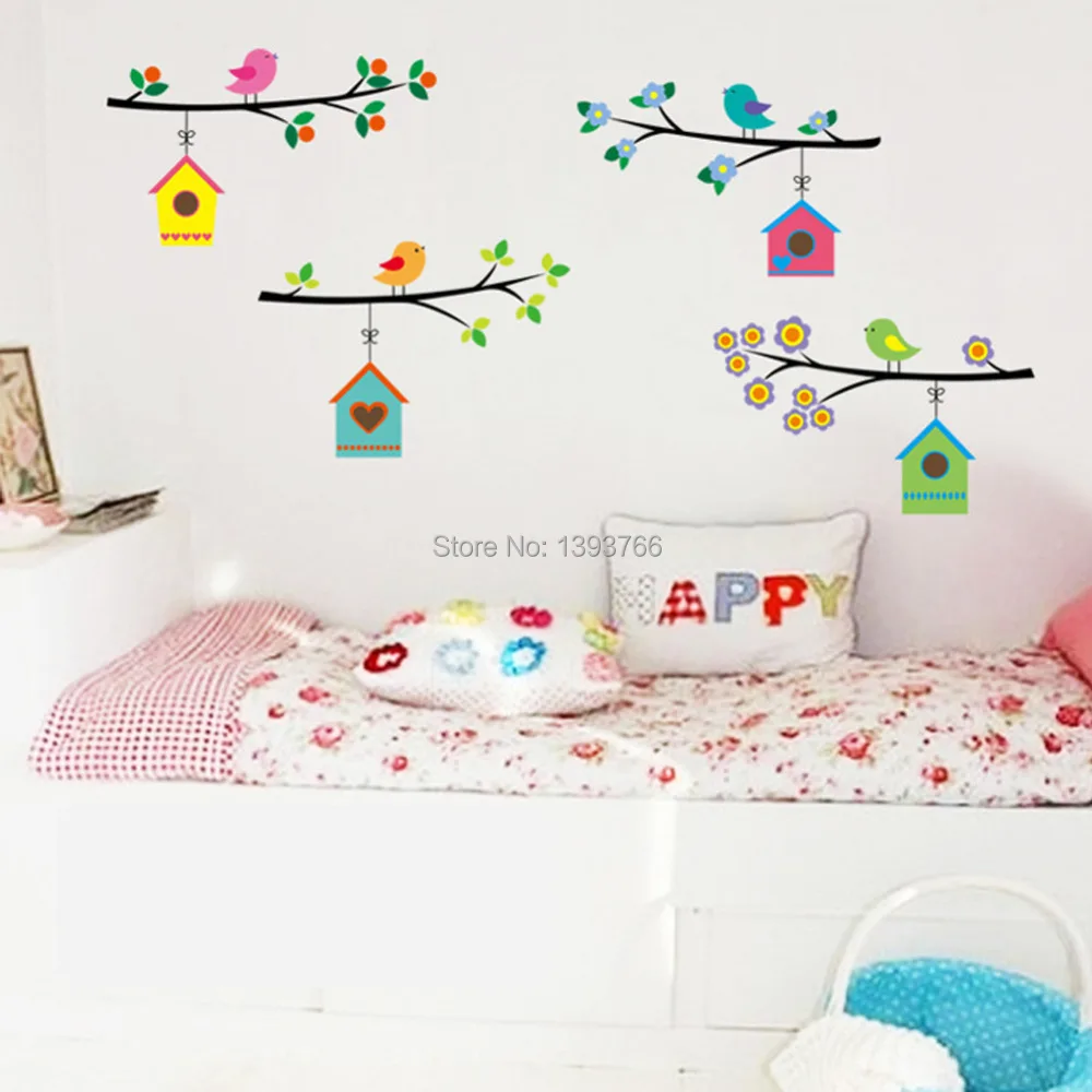 Модные Винтажные отрасль Bird Cage наклейки Съемный Гостиная росписи кафе окна дети