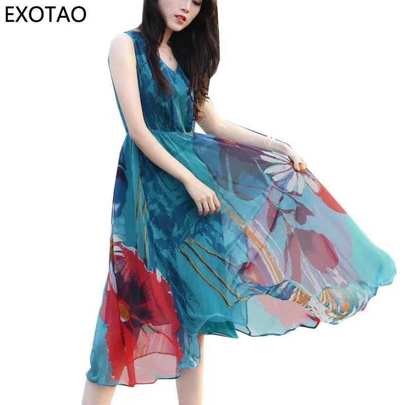 Богемное пляжное платье для женщин с цветочным принтом Vestidos S ~ 3XL плюс размер