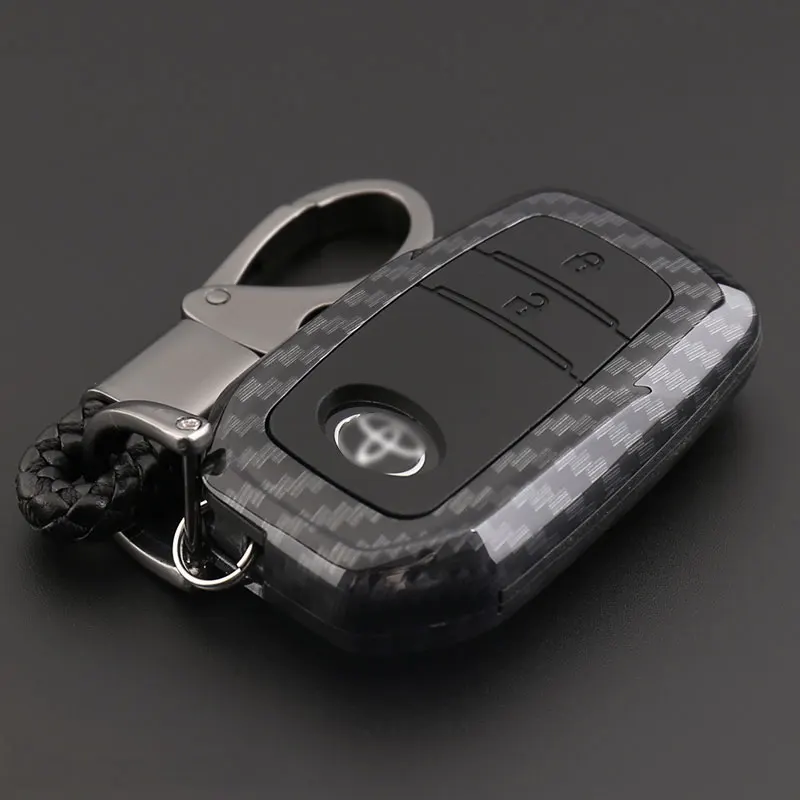 2 button Для Toyota Hilux Fortuner Land Cruiser Camry Coralla Crown RAV4 Highlander силикон из углеродного волокна чехол для ключей Fob shell - Название цвета: 2 button