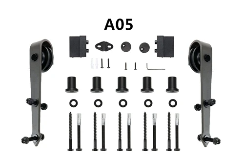 A05 Stainless steel and carbon steel Rustic sliding door fittings kit without rail - Цвет: A05