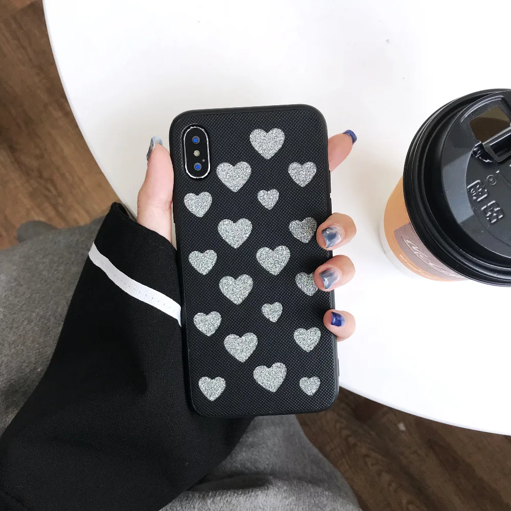 Phone Case Fashion Frosted Lovers Glitter Cover for iPhone X 6 6s 7 8 plus Anti-knock case |