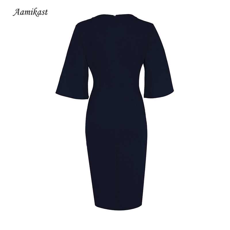 Винтажное женское платье миди с V образным вырезом и рукавом 3/4 на пуговицах