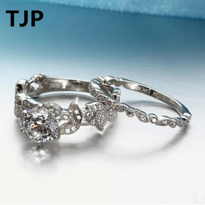 TJP роскошное серебро 925 пробы женское свадебное кольцо для помолвки и вечеринки