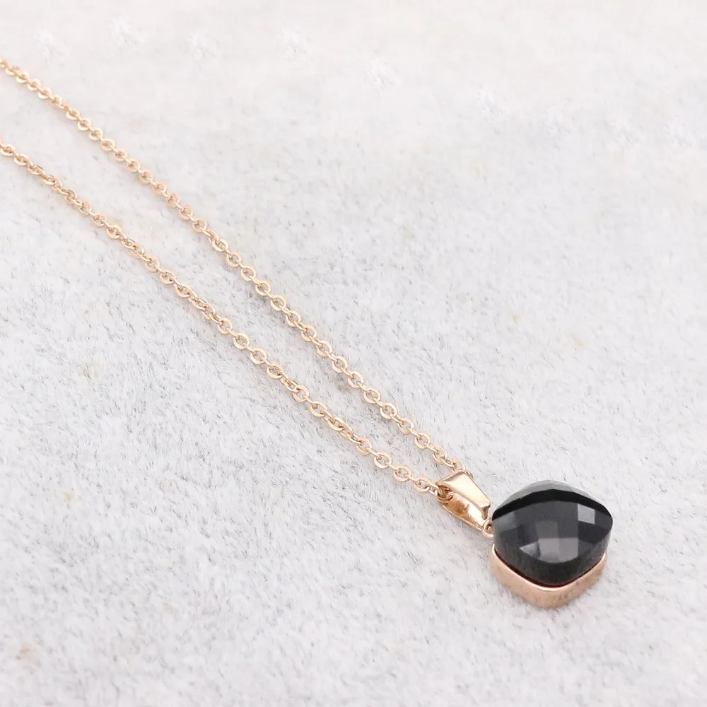 SBAO Новое поступление 9 цветов s Стекло модное ожерелье женское из нержавеющей стали золотое ожерелье заклепки для женщин лучший подарок
