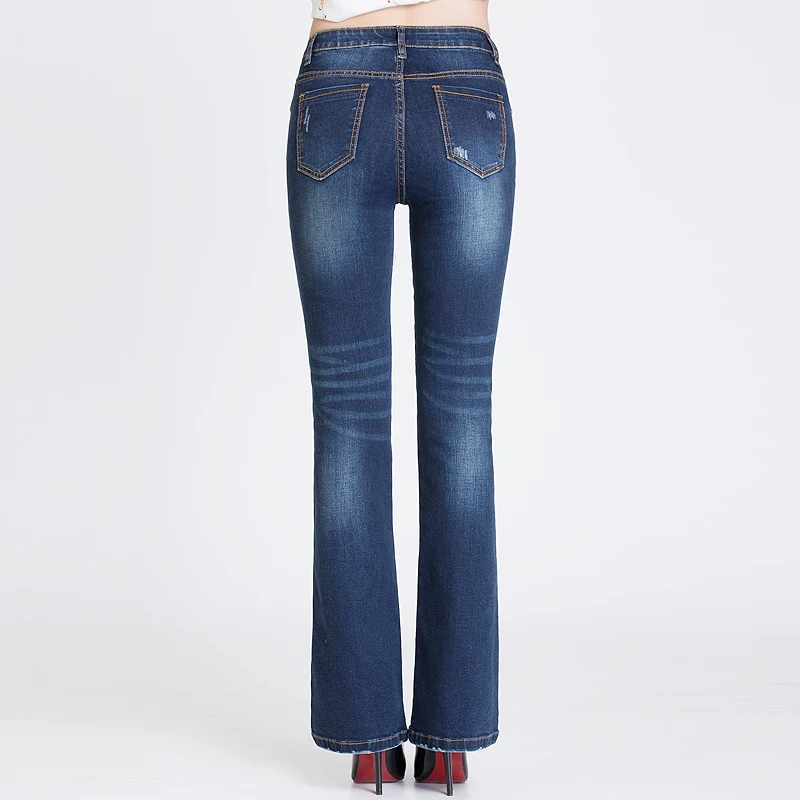 Брендовые брюки 2019 Облегающие расклешенные женские джинсы с высокой талией и