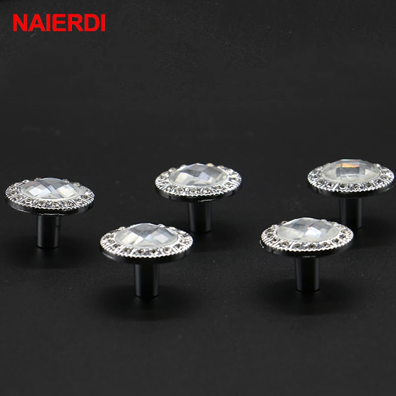 NAIERDI Хрустальные стеклянные ручки для шкафа прозрачные алмазные с винтом