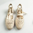 Парусиновые летние женские эспадрильи, сандалии на плоской подошве, с ремешком на щиколотке, подошва из пеньки, Женская обувь в рыбацком стиле, для весныосени, женские лоферы, 2020