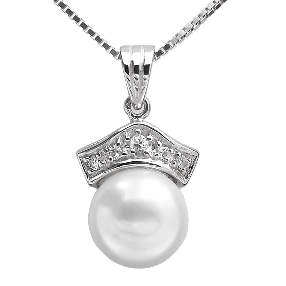 Цепочка с подвеской из серебра 925 пробы жемчугом 18 дюймов 9 5 мм|necklace silver pendant|necklaces