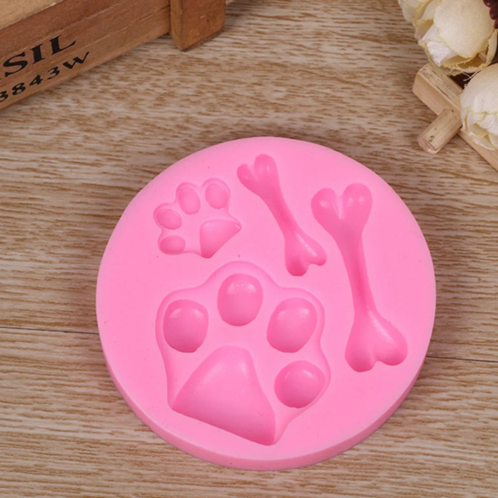 3D кошачья лапа и кости фигурная форма силиконовый Фондант для форм кекса формы