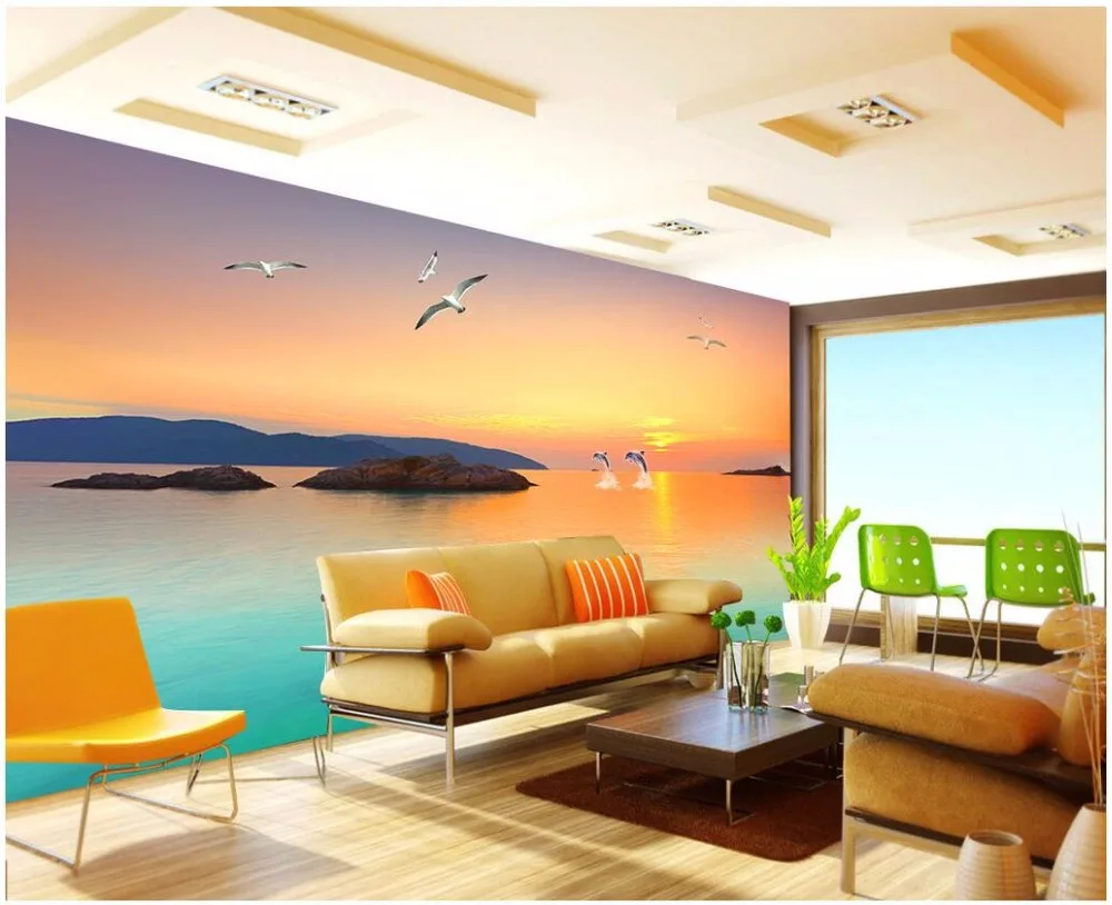 

3d wallpaper custom photo Romantic warm seaside scenery TV background wall painting 3d wall murals wallpaper for walls 3 d
