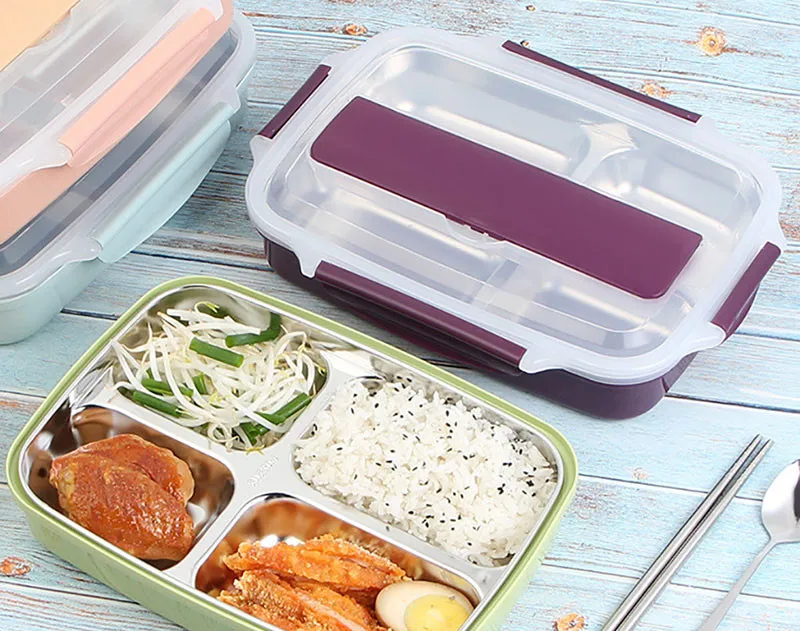 ONEUP 304 Stainless Steel Japanese Lunch Box With Compartments Leak-Proof Bento Box For Kids School Picnic Food Container