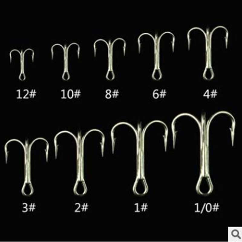 10 шт. рыболовный крючок 12 #10 #8 #6 #4 #3 #2 #1/0 #2/0 #3/0 # рыболовные аксессуары тройной из