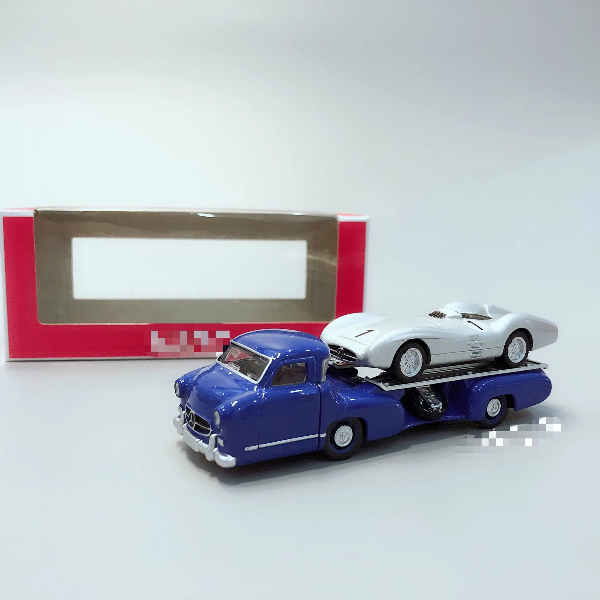 B 1/64 Norev синий чудо Benz Серебряная Стрела 300sl транспортное средство прицеп Запуск винтажный автомобиль Костюм сплав авто салон девушки - Цвет: B