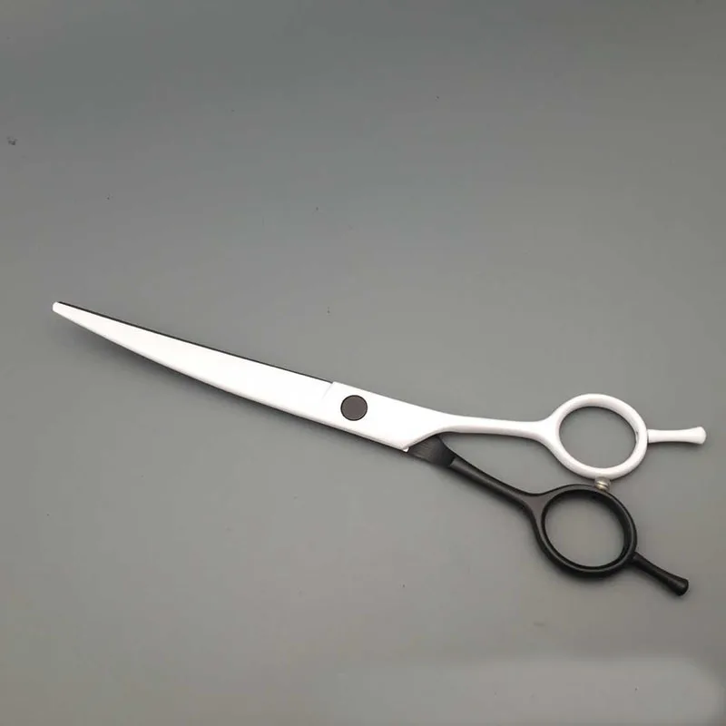 

6inch White Black Hair Curved Cutting Scissor Professional Hairdressing Style Double Tail Pet Grooming Tool Barber Supply