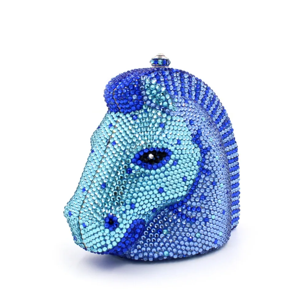 Женские синие вечерние сумки с кристаллами клатчи Женский кошелек для вечеринки