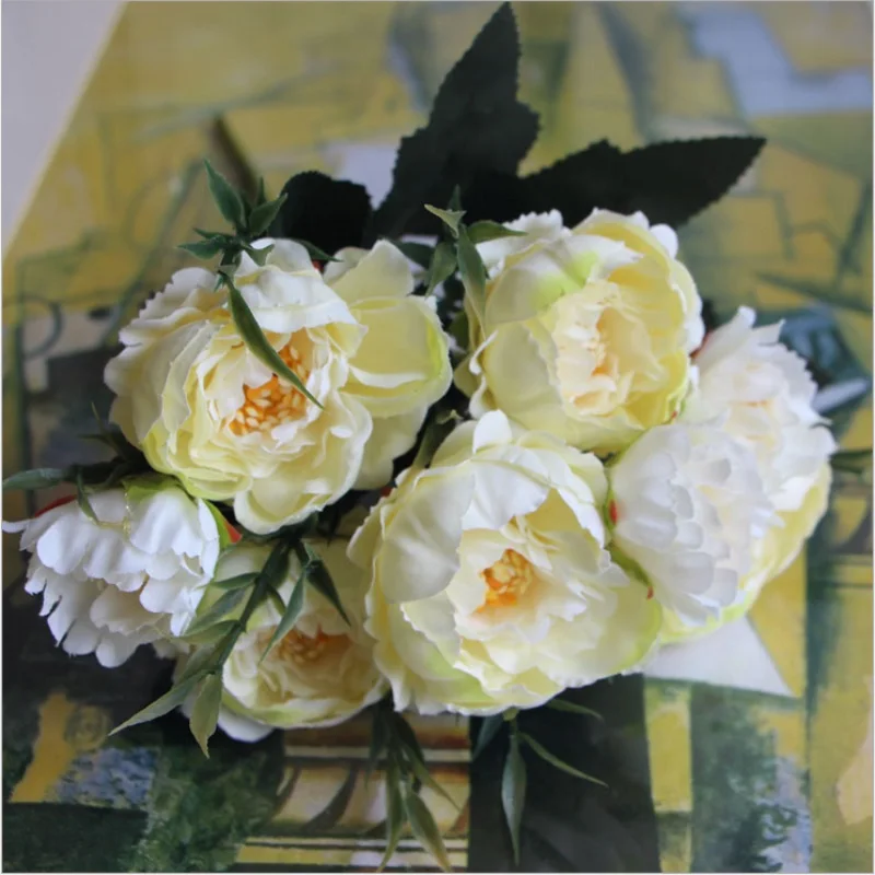 8 head Artificial Silk Peony Flower Bouquet For Home Wedding Decoration European Cheap Vase Table Arrangement Fake Rose Flowers | Дом и сад